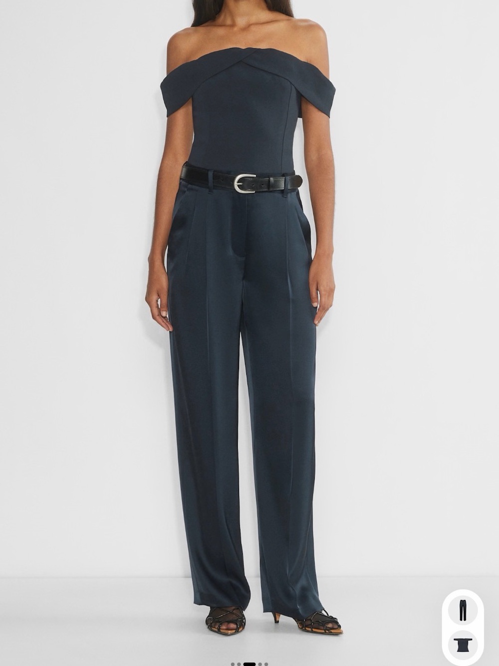 The Effortless Pant Satin - Dark Navy Night